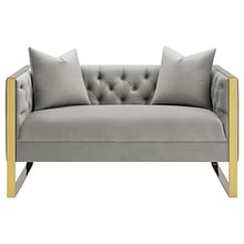 Enterprise Tufted Velvet Loveseat in Grey